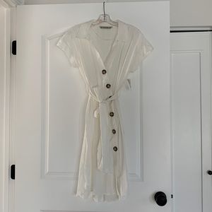 Zara white button front dress